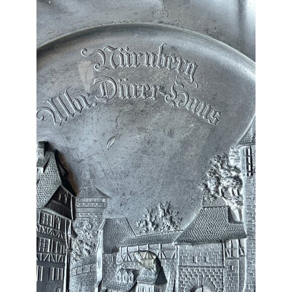 Pewter Plate Nürnberg Albr. Dürer Haus Design 9" D Artists Wall Plate Gift - Picture 3 of 12